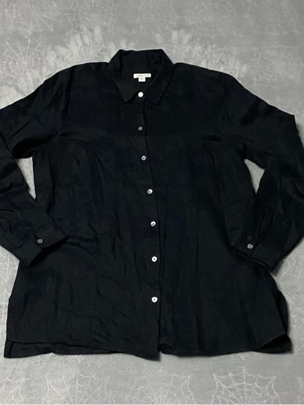 J Jill Love Linen Essential Shirt Womens M Black Button Relaxed LagenLook Tunic